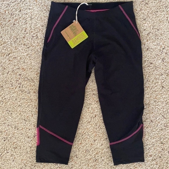 raw threads Pants - Raw Threads Organic Cotton Bamboo Performance Crop 2 Black / Dragonfruit S